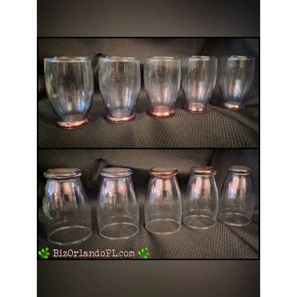 VINTAGE: West Virginia Cranberry to Blue Colored Juice Glasses (Set of 5) *HTF*